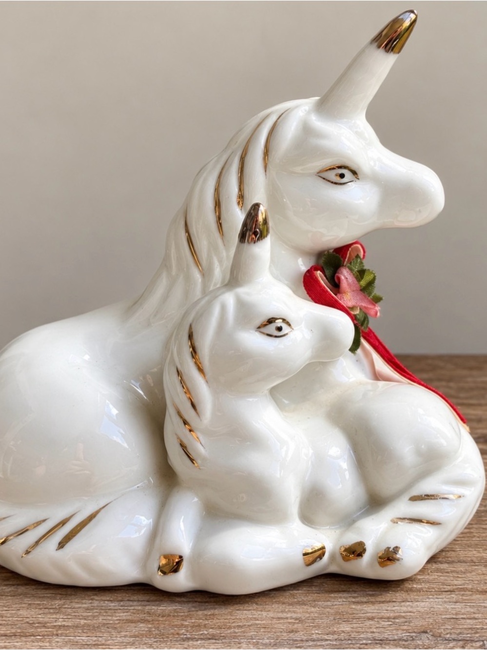 White and Gold Ceramic Unicorn Figurine | Unimare & Unifoal